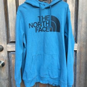 The North Face Size XL Men Blue Cotton Long Sleeve Graphic Pullover Hoodie